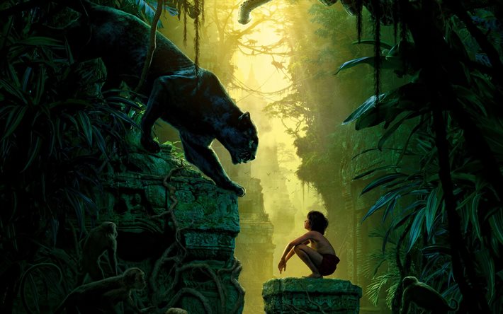 le livre de la jungle, la panthère, le mowgli