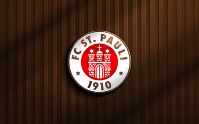 4k, logotipo 3d do fc st pauli, bundesliga, fundo 3d marrom, futebol, emblema do fc st pauli, logotipo do fc st pauli, fc são paulo, clube de futebol alemão, são paulo fc
