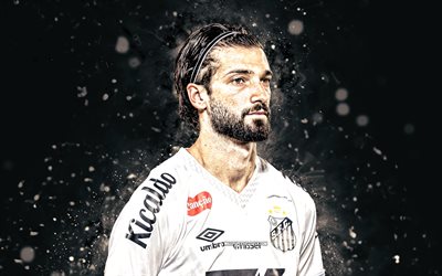 lautaro diaz, 4k, luzes de néon brancas, santos fc, série a brasileira, futebolistas argentinos, lautaro diaz 4k, futebol, santos, sfc, lautaro diaz santos