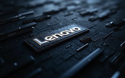 logotipo azul escuro da lenovo, fundo de metal escuro, logotipo da lenovo modelo 3d, emblema da lenovo, arte criativa, logotipo da lenovo, luz neon azul escuro, sinal lenovo, lenovo