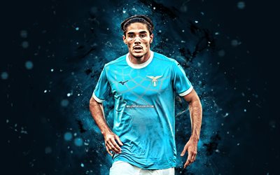 matteo cancellieri, 4k, luzes de néon azuis, lácio, série a, jogadores de futebol italianos, matteo cancellieri 4k, futebol, lácio fc, ss lácio, matteo cancellieri lácio