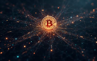 Bitcoin glowing sign, 4k, creative world map, global Bitcoin market, cryptocurrency, Bitcoin logo, Bitcoin symbol, Bitcoin emblem, Bitcoin