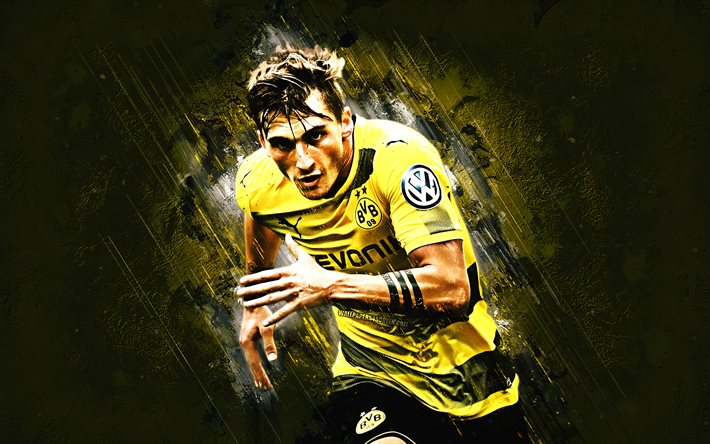 Maximilian Philipp, grunge, Borussia Dortmund FC, sarı taş, futbol, Alman futbolcular, Philipp, BVB, Bundesliga, neon ışıkları