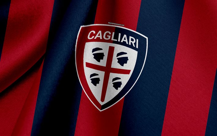 cagliari calcio, italienskt fotbollslag, blå vinröd flagga, emblem, tygstruktur, logotyp, italienska serie a, cagliari, italien, fotboll, cagliari fc