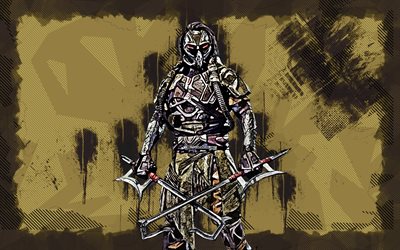 Kabal, 4k, grunge art, Mortal Kombat Mobile, creative, MKM, Mortal Kombat, MK Mobile, brown grunge background, Mortal Kombat X, Kabal Mortal Kombat