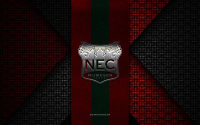 NEC Nijmegen, Eredivisie, red black knitted texture, NEC Nijmegen logo, Dutch football club, NEC Nijmegen emblem, football, Nijmegen, Netherlands, NEC Nijmegen badge, Nijmegen FC