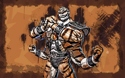 Kintaro, 4k, grunge art, Mortal Kombat Mobile, creative, MKM, Mortal Kombat, MK Mobile, brown grunge background, Mortal Kombat X, Kintaro Mortal Kombat