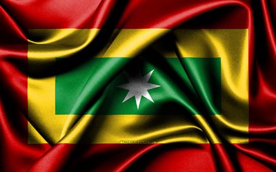 Barranquilla flag, 4K, Colombian cities, fabric flags, Day of Barranquilla, flag of Barranquilla, wavy silk flags, Colombia, Cities of Colombia, Barranquilla