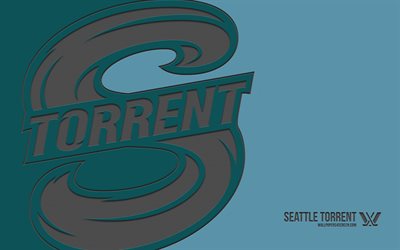 logotipo do seattle torrent, 4k, fundo azul, arte em carbono, pwhl, emblema de seattle torrent, time de hóquei americano, eua, torrente de seattle, hóquei