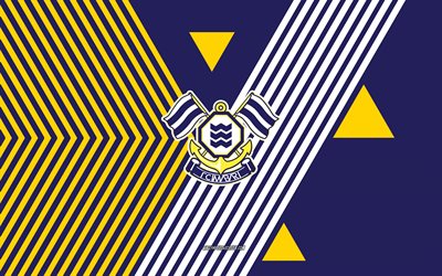 FC Imabari logo, 4k, Japanese football team, blue white lines background, FC Imabari, J2 League, Japan, line art, FC Imabari emblem, football