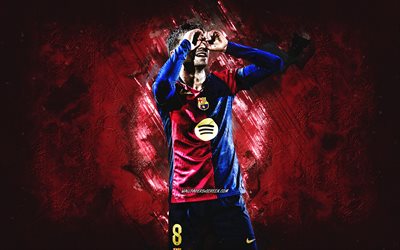 pedri, fc barcelona, bordo taş arka plan, grunge art, ispanyol futbolcu, saldıran orta saha oyuncusu, la liga, ispanya, katalonya, futbol, pedro gonzalez lopez
