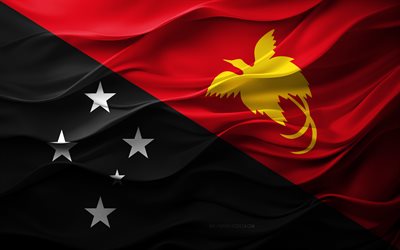 4k, flagg till papua nya guinea, oceanien länder, 3d papua nya guinea  flaggan, oceanien, papua nya guinea  flaggan, 3d  konsistens, papua nya guinea, nationella symboler, 3d  konst