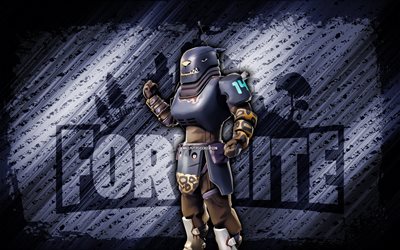 ジャガーフォートナイト, 4k, バイオレットの斜めの背景, グランジアート, fortnite, アートワーク, ジャガースキン, fortniteキャラクター, ジャガー, フォートナイトジャガースキン
