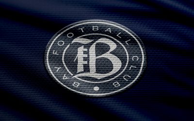 logo in tessuto bay fc, 4k, sfondo in tessuto blu, nwsl, bokeh, calcio, logo del bay fc, stemma del bay fc, baia fc, squadra di calcio americana, fc baia