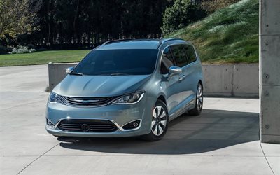 minivans, 2017, chrysler pacifica, hybrider, grå chrysler