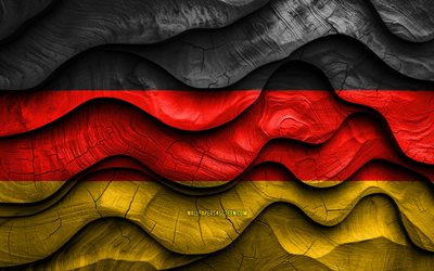4k, German flag, European countries, wooden 3D waves flags, Day of Germany, flag of Germany, Germany wooden flag, Europe, German national symbols, Germany flag, Germany