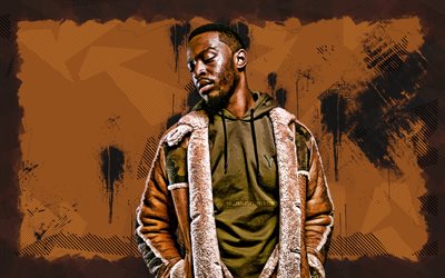 4k, dadju, 茶色のグランジの背景, 音楽スター, フランスの歌手, 人気のある歌手, dadju alimasi nsungula, フランスの有名人, dadju 4k