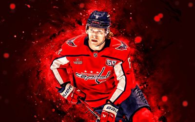 4k, jakob chychrun, antecedentes abstratos vermelhos, capitais de washington, nhl, jogadores de hóquei canadense, hóquei, jakob chychrun 4k, luzes de neon vermelhas, liga nacional de hóquei, jakob chychrun washington capitals