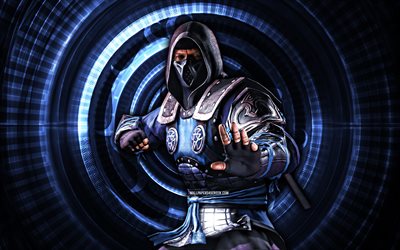 Lin Kuei, 4k, blue spiral background, Mortal Kombat Mobile, creative, Mortal Kombat, Lin Kuei MK Mobile, Mortal Kombat characters