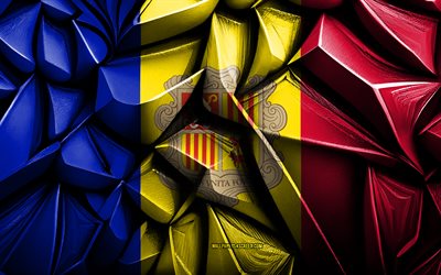 andorra flagga, 4k, 3d  kreativ struktur, andorra 3d  flagga, europa, 3d  konst, andorra, europeiska länder