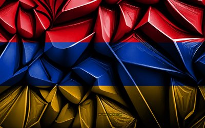 bandera de armenia, 4k, textura creativa 3d, armenia 3d bandera, europa, arte 3d, armenia, bandera de países europeos
