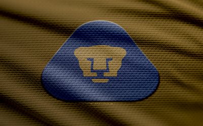logotipo de tela de pumas unam, 4k, fondo de tela marrón, liga mx, bokeh, fútbol, logotipo de unam pumas, fútbol americano, emblema de unam pumas, unam pumas, club de fútbol mexicano, unam pumas fc