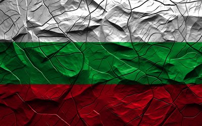 4k, bandera de bulgaria, textura de piedra, europa, bandera 3d de bulgaria, fondo con grietas, bulgaria, bandera búlgara
