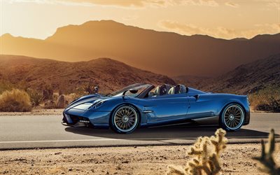 Pagani Huayra Roadster, 2017 voitures, désert, hyper voitures, Pagani
