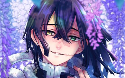 obanai iguro, printemps, kimetsu no yaiba, kimono, manga, protagoniste, iguro obanai, hashira serpent, tube de démon, obanai iguro kimetsu no yaiba