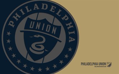 logo union de philadelphie, 4k, fond bleu, carbone, emblème de l'union de philadelphie, club de football américain, mls, usa, union de philadelphie, football, philadelphie, major league soccer