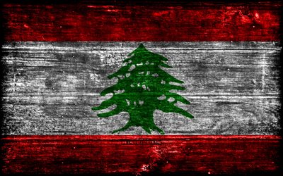 Lebanon wooden flag, 4k, wooden grunge flags, Asian countries, flag of Lebanon, Day of Lebanon, Asia, Lebanese flag, Lebanon, Lebanese national symbols, Lebanon flag
