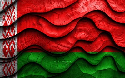 4k, vitrisk flagga, europeiska länder, trä 3d  vågor flaggor, vitryssland, europa, vitorssiska nationella symboler, belarus