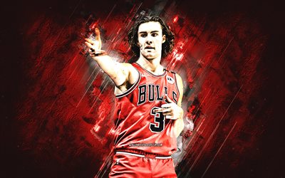 josh giddey, chicago bulls, basketteur australien, fond de pierre rouge, grunge, nba, usa, basket ball, association nationale de basket ball