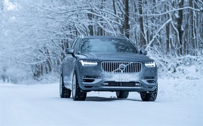 volvo xc90, 4k, vinter, 2024 bilar, offro, suvs, strålkastare, volvo xc90 t8, 2024 volvo xc90, swefish bilar, xc90, vulvo