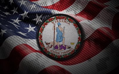 virginie seal, 4k, sceaux des états américains, drapeau américain, badge de virginie, sceau de virginie, usa, virginie, virginia emblem