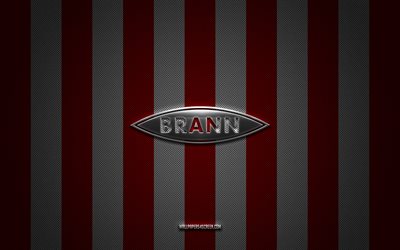 SK Brann logo, Norwegian football team, Eliteserien, red white carbon background, SK Brann emblem, football, SK Brann, Norway, Brann FC, Sportsklubben Brann