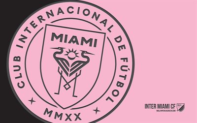 Inter Miami CF logo, 4k, pink background, carbon art, Inter Miami CF emblem, American soccer club, MLS, USA, Inter Miami CF, football, Inter Miami, soccer, Major League Soccer