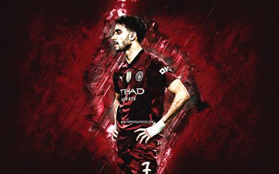 Omar Marmoush, Manchester City FC, burgundy stone background, grunge art, Egyptian football player, Premier League, England, football, Omar Marmoush Manchester City