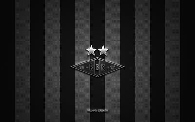 Rosenborg BK logo, Norwegian football team, Eliteserien, black white carbon background, Rosenborg BK emblem, football, Rosenborg BK, Norway, Rosenborg FC