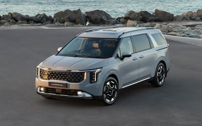 2026, kia carnevale, 4k, vista frontale, minivan, esterno, kia carnival grigia, nuova kia carnevale 2026, auto sudcoreane, kia