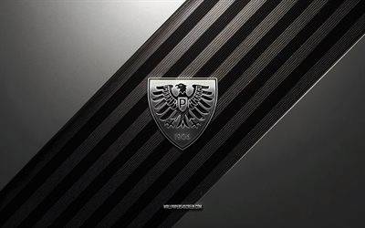 preußen münster logo, 4k, stahlhintergrund, deutscher fußballverein, schwarze weiße linien, preussen münster emblem, bundesliga 2, preußen münster, deutschland, fußball, sc preußen münster