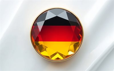 flagge von deutschland, 4k, deutsche flagge in einem edelstein, weißer hintergrund, deutschland flagge, edelstein, weißer kristallhintergrund, deutschland, deutsche flagge