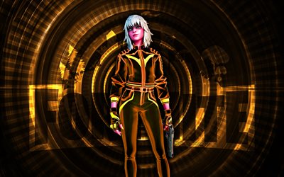 realidad dorada harlowe fortnite, 4k, fondo espiral amarillo, fortnite, creativo, piel dorada de realidad harlowe, piel de harlowe de realidad dorada de fortnite, realidad dorada harlowe, personajes fortnite