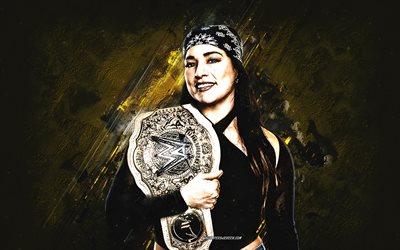 Raquel Rodriguez, WWE, American wrestler, golden stone background, WWE Champion, grunge art, USA, wrestling, Victoria Gonzalez, Raquel Rodriguez WWE, World Wrestling Entertainment