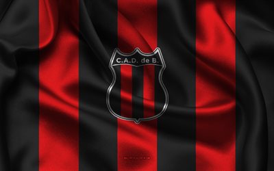 4k, logo des défenseurs de belgrano, équipe d'argentine de football, tissu de soie rouge noir, primera nationale, emblème des défenseurs de belgrano, défenseurs de belgrano, argentine, football, signe des défenseurs de belgrano