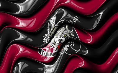 Chicago Wolves 3D logo, 4k, black purple 3D waves, AHL, hockey, Chicago Wolves flag, creative, Chicago Wolves logo, Chicago Wolves emblem, american hockey team, Chicago Wolves