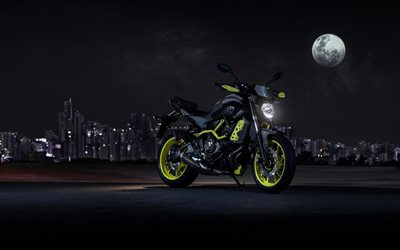 superbikes, en 2017, la Yamaha MT-07, de nuit, Yamaha