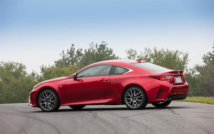 Lexus RC 350 F SPORT, red sports coupe, rear view, supercar, red RC, Japanese cars, Lexus