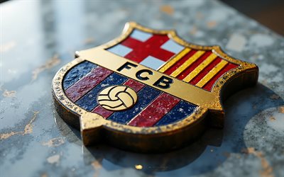 metalllogo des fc barcelona, 4k, barca, marmorhintergrund, katalonien, fc barcelona emblem, spanien, marmorkunst, fc barcelona, la liga, fc barcelona logo, fußball, barcelona logo, barcelona
