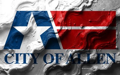 allenin lippu, 4k, kiviaaltorakenne, amerikan kaupunkien liput, 3d allen lippu, usa, allenin kaupungin lippu, allen, texas